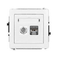DECO Vienas antenas F tipa ligzda (SAT) + vienas datora ligzdas mehānisms 1xRJ45, 6. kat. 6, 8 kontaktu, bez apraksta lauka