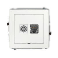 DECO Viena antenas F tipa ligzda (SAT) + viena datora ligzdas mehānisms 1xRJ45, kat. 6, ekranēta, 8 kontaktu