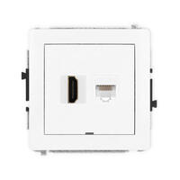 DECO 4K HDMI 2.0 vienas ligzdas mehānisms + vienas datora ligzdas mehānisms 1xRJ45, kat. 5e, 8 kontakti