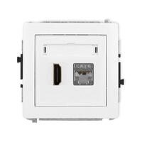 DECO 4K HDMI 2.0 vienas ligzdas mehānisms + vienas datora ligzdas mehānisms 1xRJ45, kat. 5e, 8 kontakti, bez apraksta lauka