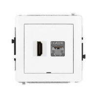 DECO 4K HDMI 2.0 vienas ligzdas mehānisms + vienas datora ligzdas mehānisms 1xRJ45, kat. 6, ekranēts, 8 kontakti