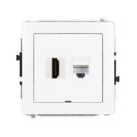 DECO 4K HDMI 2.0 vienas ligzdas mehānisms + vienas datora ligzdas mehānisms 1xRJ45, kat. 6A, 8 kontakti
