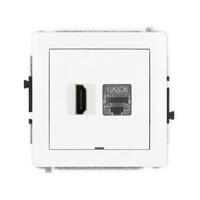 DECO 8K HDMI 2.1 vienas ligzdas mehānisms + vienas datora ligzdas mehānisms 1xRJ45, kat. 8, ekranēts, 8 kontakti