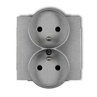 DECO dubultā kontaktligzda rāmī DECO Soft ar 2x(2P+Z) zemējuma mehānismu (ar paaugstinātu kontakta aizsardzību/slēģi)