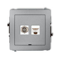 DECO Vienas antenas F tipa ligzda (SAT) + vienas datora ligzdas mehānisms 1xRJ45, kat. 5e, 8 kontakti, bez apraksta lauka
