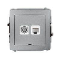 DECO Viena antenas F tipa ligzda (SAT) + viena datora ligzdas mehānisms 1xRJ45, kat. 6, 8 kontaktu, bez apraksta lauka