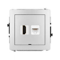 DECO 4K HDMI 2.0 vienas ligzdas mehānisms + vienas datora ligzdas mehānisms 1xRJ45, kat. 5e, 8 kontakti, bez apraksta lauka