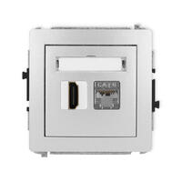 DECO 4K HDMI 2.0 vienas ligzdas mehānisms + vienas datora ligzdas mehānisms 1xRJ45, kat. 6, ekranēts, 8 kontakti