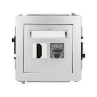 DECO 8K HDMI 2.1 vienas ligzdas mehānisms + vienas datora ligzdas mehānisms 1xRJ45, kat. 8, ekranēts, 8 kontakti