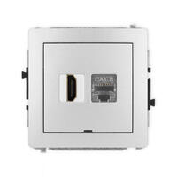 DECO 8K HDMI 2.1 vienas ligzdas mehānisms + vienas datora ligzdas mehānisms 1xRJ45, kat. 8, ekranēts, 8 kontakti, bez apraksta lauka
