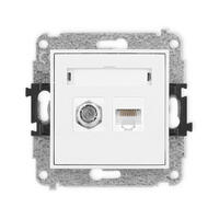 ICON Vienas antenas F tipa ligzda (SAT) + vienas datora ligzdas mehānisms 1xRJ45, 5e kat., 8 kontakti