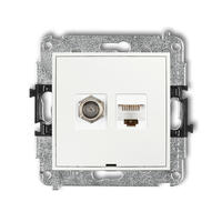 ICON Vienas antenas F tipa ligzda (SAT) + vienas datora ligzdas mehānisms 1xRJ45, 5e kat., 8 kontakti, bez apraksta lauka