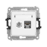 ICON Viena antenas F tipa ligzda (SAT) + viena datora ligzdas mehānisms 1xRJ45, 6. kat., ekranēta, 8 kontakti