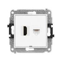 ICON 4K HDMI 2.0 vienas ligzdas mehānisms + vienas datora ligzdas mehānisms 1xRJ45, kat. 5e, 8 kontakti, bez apraksta lauka