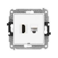 ICON 4K HDMI 2.0 vienas ligzdas mehānisms + vienas datora ligzdas mehānisms 1xRJ45, kat. 6A, 8 kontakti, bez apraksta lauka