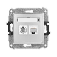 ICON Viena antenas F tipa ligzda (SAT) + viena datora ligzdas mehānisms 1xRJ45, 6. kat., 8 kontakti