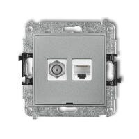 ICON Viena antenas F tipa ligzda (SAT) + viena datora ligzdas mehānisms 1xRJ45, 6. kat., 8 kontakti, bez apraksta lauka