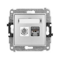 ICON Viena antenas F tipa ligzda (SAT) + viena datora ligzdas mehānisms 1xRJ45, 6. kat., ekranēta, 8 kontakti