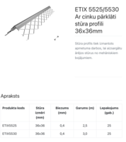 ETIX 5530 ZN apmetuma stūris 36x36 mm 3,0m - Thumbnail 2