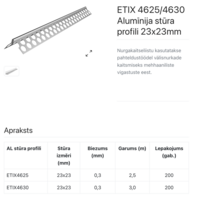 ETIX 4630 Aluminija stūris 23x23 mm 3,0m - Thumbnail 2