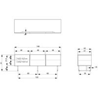 Tenzo Parma TV plaukts 146 x 51 x 43 cm, matēti zils (Lake Blue) - Thumbnail 2