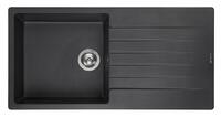 Virtuves izlietne Harlem 10, viena bļoda ar plauktu, 1000x500 mm, black silvery