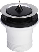 Virtuves izlietnes izplūde, 1½ x 70 mm, trīsstūra āķis, plastmasa, balts #