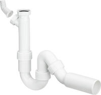 Virtuves izlietnes sifons, 1¼ x 50 mm, ar pieslēgu, plastmasa, balts