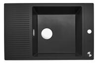 Virtuves izlietne Paris 78, viena bļoda ar plauktu, 780x500 mm, black silvery