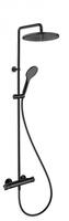 Dušas sistēma ar termostatu dušas galvu d=250, 1047 mm stienis, matt black