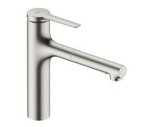 Virtuves izlietnes maisītājs ar izvelkamu dušu Zesis M33-160 2jet, stainless steel optic