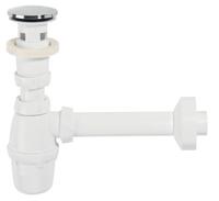 Izlietnes sifons ar izplūdi Quick Clac, d=32 mm, plastmasa, balts/hroms