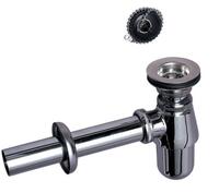 Izlietnes sifons ar izplūdi un korķi ar ķēdi, 1¼ x 32 mm, hromēts misiņš