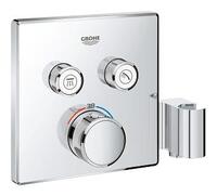 Iebūvējamā dušas termostata SmartControl virsapmetuma daļa, ar 2 izejām, ar dušas turētāju, hroms