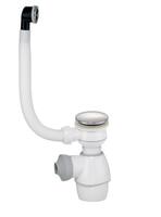 Izlietnes sifons ar izplūdi Quick Clac un pārplūdi, d=32 mm, bez noteces, plastmasa, balts/hroms