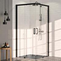 Dušas stūris Classics 2, 900x900 mm, h=2000, black edition / caurspīdīgs stikls AP