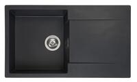 Virtuves izlietne Amsterdam 10, viena bļoda ar plauktu, 860x500 mm, black silvery