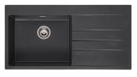 Virtuves izlietne Breda 10, viena bļoda ar plauktu, 1000x500 mm, kreisā puse, black silvery