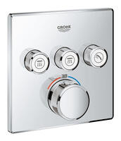Iebūvējamā dušas termostata SmartControl virsapmetuma daļa, ar 3 izejām, hroms