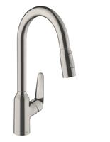 Virtuves izlietnes maisītājs ar izvelkamu dušu M429-H220, stainless steel optic