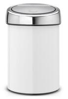 Atkritumu tvertne Touch Bin, 3l, balta/hroms